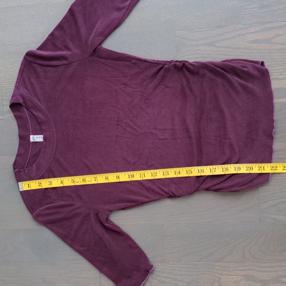 FREE PEOPLE | Ribbed Short Sleeve T-shirt Crew Neck Side Ruffles Womens S - Picture 9 of 10